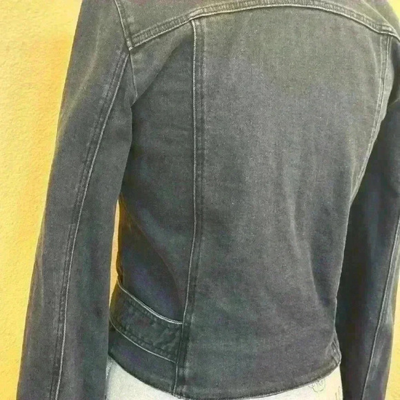 All Saints “Felis Biker” Denim Moto Jacket In Black/Gray Wash Size 6 EUC!! - Picture 9 of 11